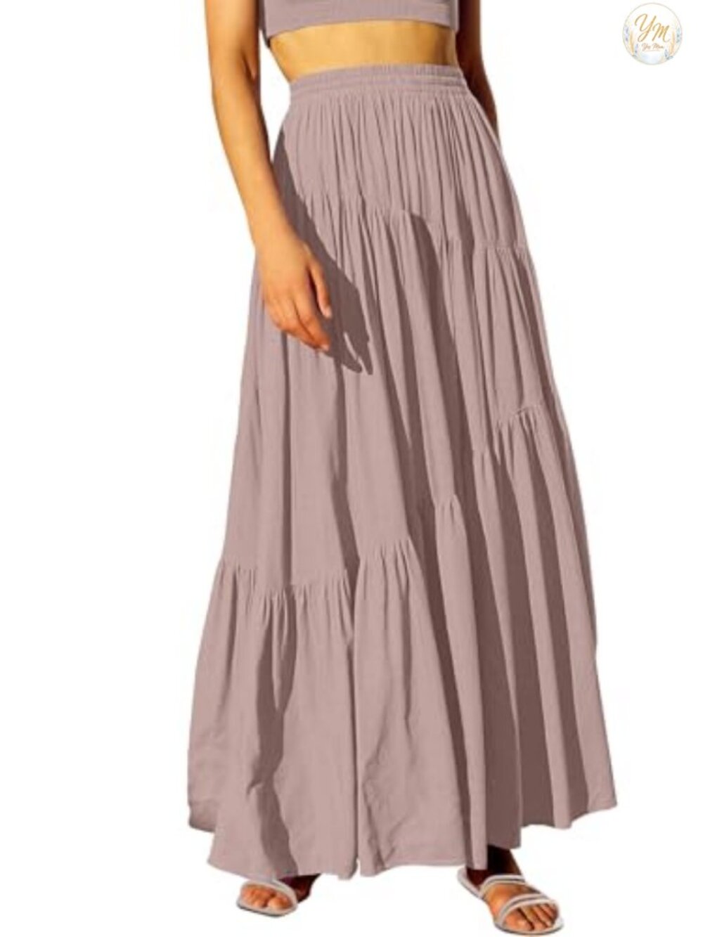 Women's Boho Flowy Maxi Skirt with Pockets 100% Rayon Summer